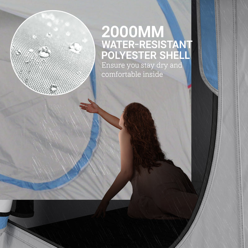 Outsunny - 2000mm Waterproof SUV Tent, Car Tent with 3 Doors and Mesh Window, for 5-6 Person Camping Travel, Grey and Blue