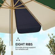 7.4 ft Patio Umbrella with Wood-Effect Frame, Colour-Blocked UPF 30+ Outdoor Market Table Umbrella Parasol, Dark Green