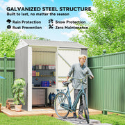 7' x 6' Tall Outdoor Storage Shed, Waterproof Metal Garden Shed with Gloves, Lockable Door, Silver Grey