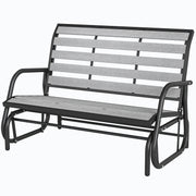 Outsunny - 2 Person Outdoor Glider Bench, Patio Glider Loveseat with Faux Wood Slatted Seat and Back, Steel Frame, Grey
