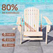 Outsunny - Classic Adirondack Chair Muskoka Chair, Garden Deck Chair with Cup Holder for Patio, Indoor, Backyard, Natural