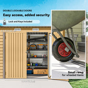 8 x 4FT Galvanized Garden Storage Shed, Metal Outdoor Shed with Double Doors and 2 Vents, Yellow