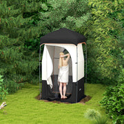 Outsunny - Camping Shower Tent, Portable Privacy Shelter with Solar Shower Bag, Removable Floor and Carrying Bag, Black