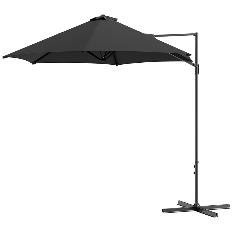 Outsunny - 8.5FT Offset Patio Umbrella 360° Rotation Cantilever Parasol Outdoor Cantilever Roma Parasol Φ100.8" x 96.5"H Black
