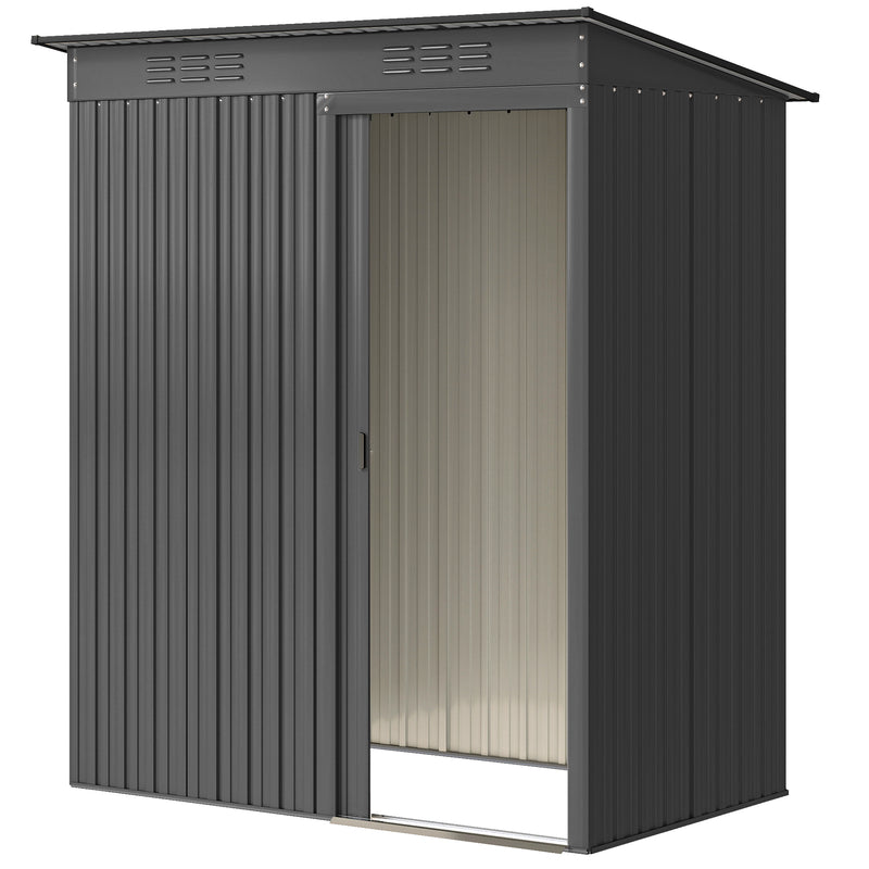 5.2' x 3.5' Outdoor Storage Shed, Easy to Assemble Metal Garden Shed, for Backyard, Lawn, Patio, Dark Grey