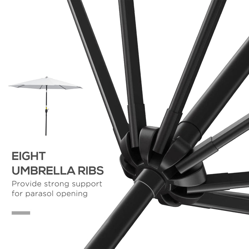10' x 8' Round Market Umbrella, Patio Umbrella with Crank Handle and Tilt, Outdoor Parasol for Garden, White