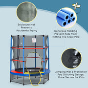 Aosom 55" Kids Trampoline with Enclosure Net for Indoor/Outdoor, Trampoline for Boys and Girls Age 3-6 Years, Multi-Coloured