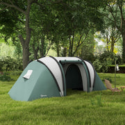 Outsunny - Camping Tent with 2 Bedrooms and Living Area, 3000mm Waterproof Family Tent, for Fishing Hiking Festival, Army Green
