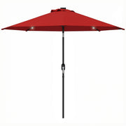 Outsunny - 9ft Solar Patio Umbrella Outdoor Sunshade 24 LED Lights Tilt Canopy Wine Red
