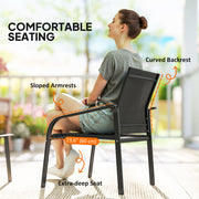 Outsunny - 4 Piece Patio Furniture Set, Outdoor Conversation Set with Deep Seat, Loveseats, Armchairs, Glass-Top Table, Black