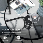 Outsunny - Five-Piece Steel Patio Set, with Glass-Top Table - Dark Grey