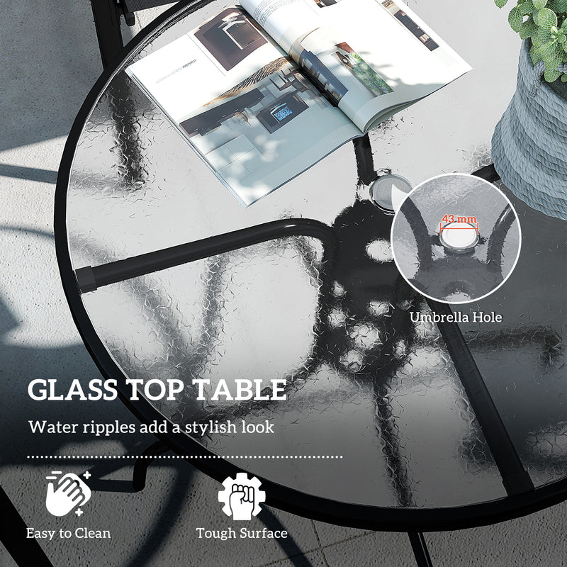 Outsunny - Five-Piece Steel Patio Set, with Glass-Top Table - Dark Grey