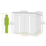 7'x 4' Metal Patio Storage Shed Garden Lockable Shed Tool Utility Storage Unit, Green