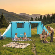 Outsunny - 3-4 Person Camping Tent with 2 Rooms, 3000mm Waterproof Portable Family Tent with Carry Bag, Sky Blue