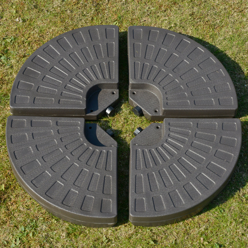 4-Piece Cantilever Offset Patio Umbrella Circular Base Stand w/Carry Handles, Water & Sand Filled