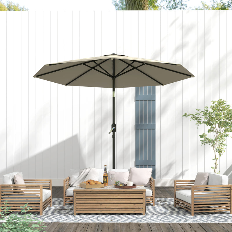 Aluminum Patio Umbrella, Garden Outdoor Parasol, Sun Shelter, 8.5ft, Light Grey