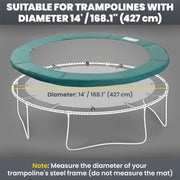 Soozier Trampoline Pad, 14FT Replacement Trampoline Safety Pad Mat Spring Cover, Water-Resistant, UV-Resistant, Tear-Resistant, No Holes for Pole, Green
