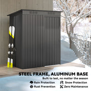 5.2' x 3.5' Outdoor Storage Shed, Easy to Assemble Metal Garden Shed, for Backyard, Lawn, Patio, Dark Grey
