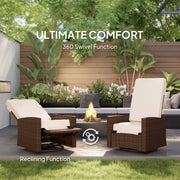 Outsunny - Outdoor Rattan Wicker Lounge Chair with Footrest & Soft Cushion for Patio, Garden, Backyard, Cream White