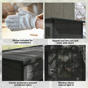 5 x 3FT Garden Shed with Floor, Outdoor Storage Shed with Lockable Door, Window and Vent for Backyard, Patio, Dark Grey