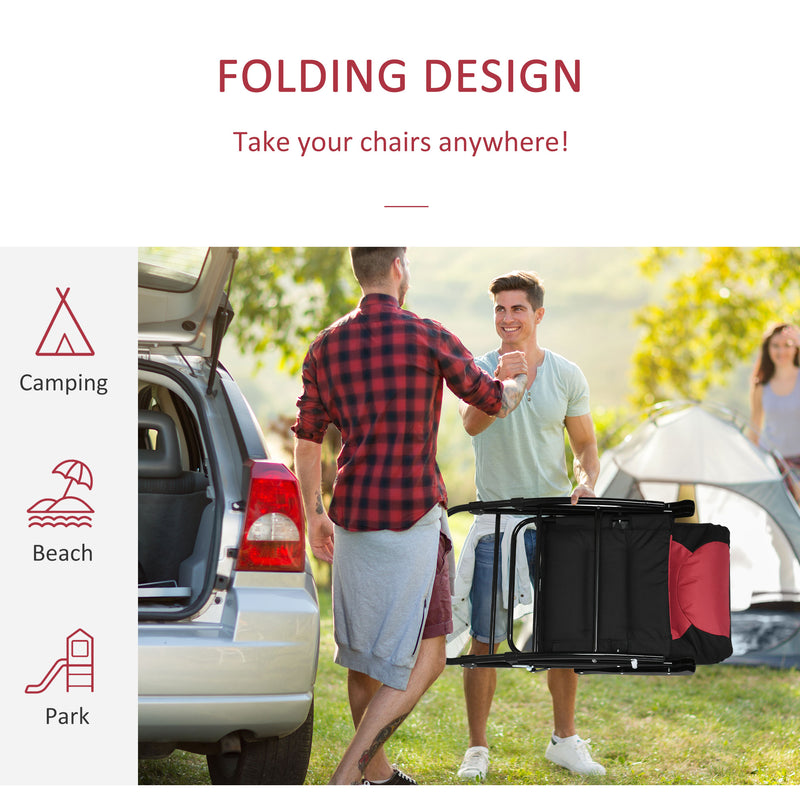 Outsunny - Folding Rocking Chair Set of 2 Padded Rockers with Armrest, Red & Black