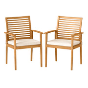 Costway - Outdoor Patio Dining Chairs Set of 2 with Removable Padded Cushion and Slatted Backrest-Beige