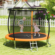 Costway - 10FT Outdoor Trampoline Heavy-Duty Recreational Trampoline with Safety Enclosure Net-Orange