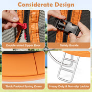 Costway - 10FT Outdoor Trampoline Heavy-Duty Recreational Trampoline with Safety Enclosure Net-Orange