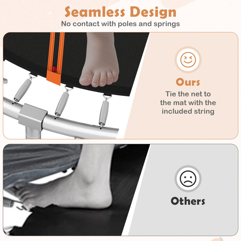 Costway - 10FT Outdoor Trampoline Heavy-Duty Recreational Trampoline with Safety Enclosure Net-Orange