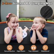 Costway - 10FT Outdoor Trampoline Heavy-Duty Recreational Trampoline with Safety Enclosure Net-Orange