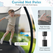 Costway - 10FT Outdoor Trampoline Heavy-Duty Recreational Trampoline with Safety Enclosure Net-Black