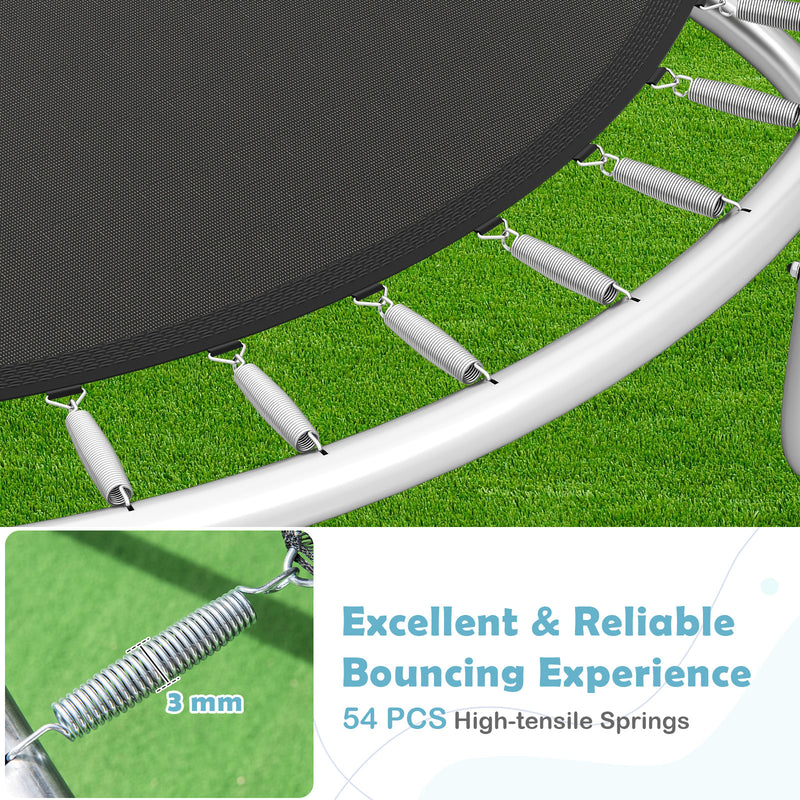 Costway - 10FT Outdoor Trampoline Heavy-Duty Recreational Trampoline with Safety Enclosure Net-Black