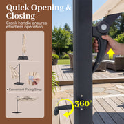 Costway - 10 FT Aluminum Pole Patio Cantilever Umbrella with 220 LBS Base-Beige