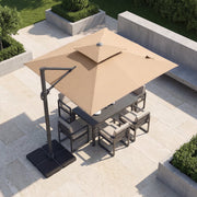 Costway - 10 FT Aluminum Pole Patio Cantilever Umbrella with 220 LBS Base-Brown