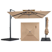 Costway - 10 FT Aluminum Pole Patio Cantilever Umbrella with 220 LBS Base-Brown