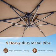 Costway - 10 FT Aluminum Pole Patio Cantilever Umbrella with 220 LBS Base-Brown