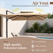 Costway - 10 FT Aluminum Pole Patio Cantilever Umbrella with 220 LBS Base-Brown