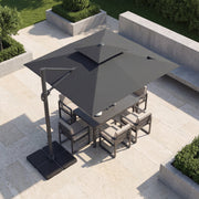 Costway - 10 FT Aluminum Pole Patio Cantilever Umbrella with 220 LBS Base-Gray