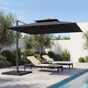 Costway - 10 FT Aluminum Pole Patio Cantilever Umbrella with 220 LBS Base-Gray