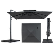 Costway - 10 FT Aluminum Pole Patio Cantilever Umbrella with 220 LBS Base-Gray