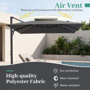 Costway - 10 FT Aluminum Pole Patio Cantilever Umbrella with 220 LBS Base-Gray