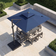 Costway - 10 FT Aluminum Pole Patio Cantilever Umbrella with 220 LBS Base-Dark Blue