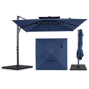 Costway - 10 FT Aluminum Pole Patio Cantilever Umbrella with 220 LBS Base-Dark Blue