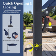Costway - 10 FT Aluminum Pole Patio Cantilever Umbrella with 220 LBS Base-Dark Blue