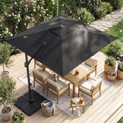 Costway - 10 FT Cantilever Patio Umbrella with 32 Solar LED Lights and 220 LBS Base-Gray