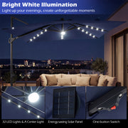 Costway - 10 FT Cantilever Patio Umbrella with 32 Solar LED Lights and 220 LBS Base-Dark Blue