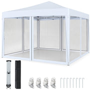 Costway - 10 FT x 10 FT Pop-Up Canopy Tent Easy Setup Instant Folding Shelter with Mesh Netting-White