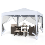 Costway - 10 FT x 10 FT Pop-Up Canopy Tent Easy Setup Instant Folding Shelter with Mesh Netting-White