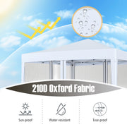 Costway - 10 FT x 10 FT Pop-Up Canopy Tent Easy Setup Instant Folding Shelter with Mesh Netting-White