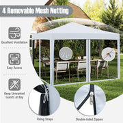 Costway - 10 FT x 10 FT Pop-Up Canopy Tent Easy Setup Instant Folding Shelter with Mesh Netting-White